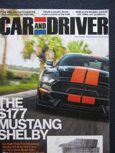 Car and Driver Magazine August 2019 The $177 Mustang Shelby - Picture 1 of 2