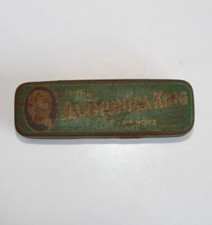 Vintage The Harmonica King Fr. Hotz Germany Empty Green Tin Box Container Only