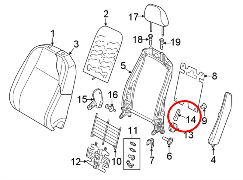 UPGRADED Seat adjustment Handle lumbar -Made in USA- GTI, Golf, Sportwagen, MK7&nbsp;