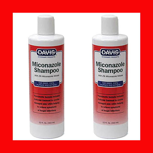 Lot of 2 Davis Miconazole Medicated Shampoo 12 oz Dog Cat Fungi Yeast