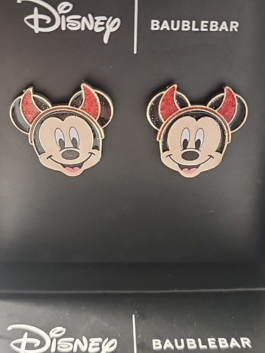 Disney Baublebar Mickey Mouse Devil Ears Earrings NIB - Picture 2 of 5
