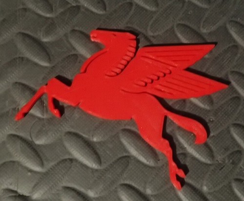 Emblema Mobilgas Pegasus de 7" - Logotipo vintage publicidad impreso en 3D anuncio de gas y petróleo - Imagen 2 de 7