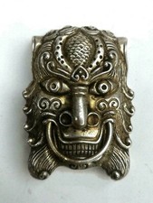 Collection Old China Tibet Silver Handmade Lion Buckle Belt Fastener Decoration