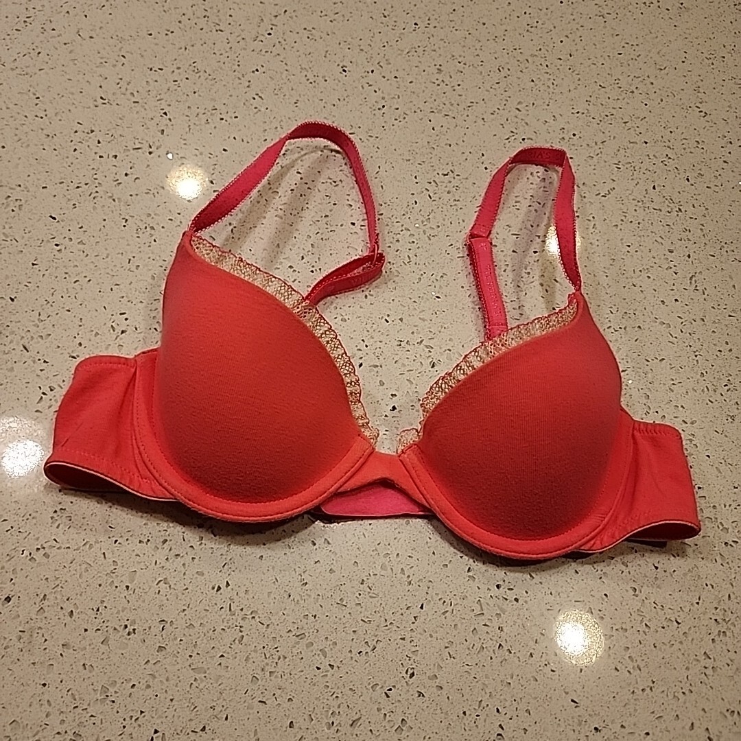 Victorias Secret Cotton Bra 32A Hot Pink Underwire Lined | eBay