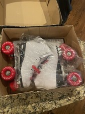 Epic Skates Classic High-Top Quad Roller Skates with Red Wheels, Size 4