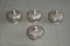 4 Pc Old Brass Handcrafted Inlay Engraved Nickel Plated Bowls