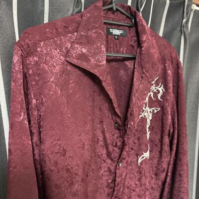 Tornado Mart Rose Jacquard Tribal Embroidered Dress Shirt Tornado Mart Rose Jacquard Tribal Embroidered Dress Shirt
