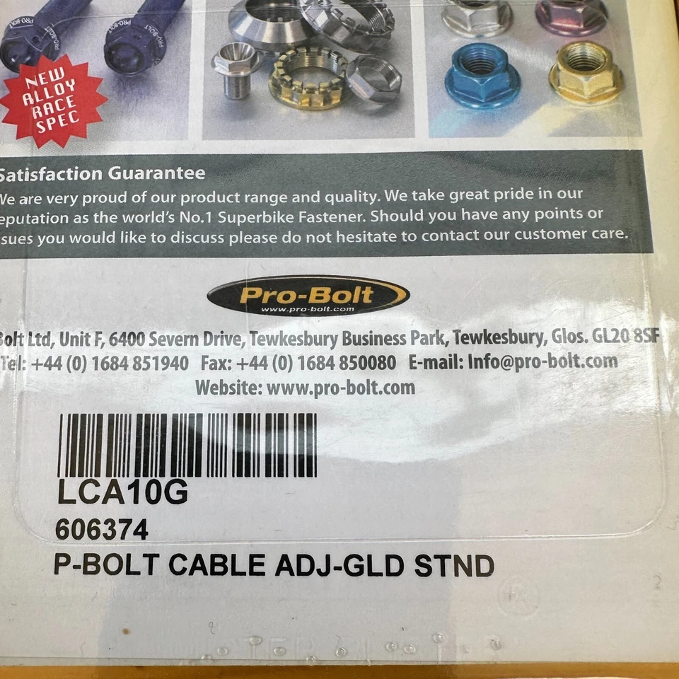 Ajustador de cable de aluminio Pro Bolt dorado (2 piezas) M8 # LCA10G Foto 4 de 4