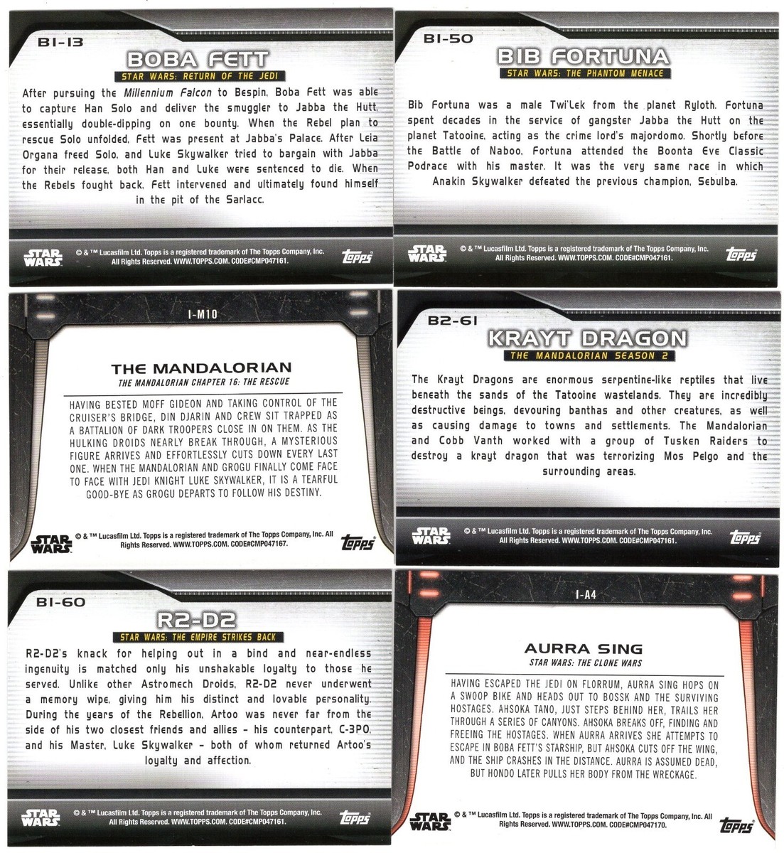 2021 Topps Star Wars Bounty Hunters - Base SP & Insert Cards