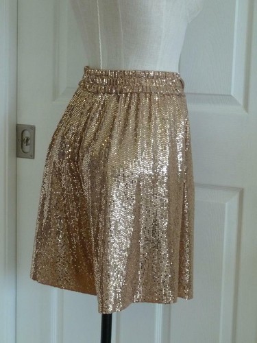 Rare FORTE FORTE Gold Paillette Sequin Culottes Shorts Skirt Skort 1 0 XS S $600 - Picture 9 of 12