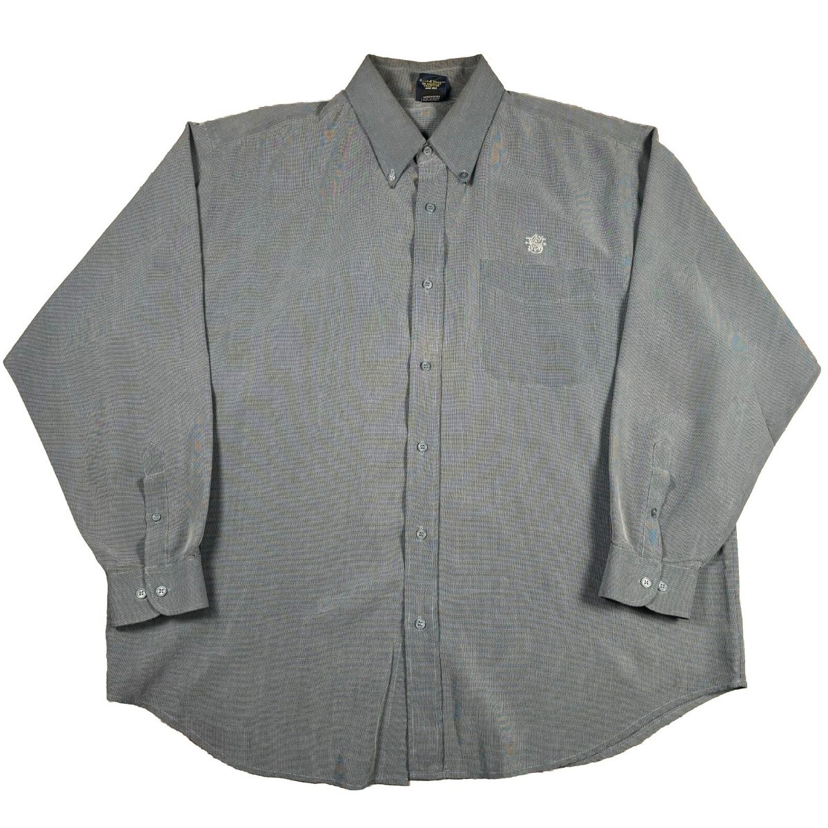 Smith Wesson Shirt Mens 2XL XXL Gray Vintage Button Down Long 
