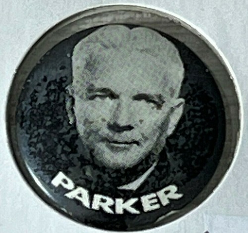 Vintage PARKER Foto Pinback politische Kampagne Pin Button Union Bug verschmolzen - Bild 1 von 3