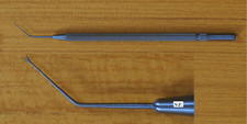 Manipulador de lente de gancho de titanio en Y longitud total 127 mm ojo oftálmico