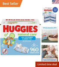 Plant-Based Natural Care Baby Wipes - 960 Count, Scented for Gentle Cleansing