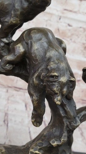 Roaring Kodiak Grizzly Russian Bear Bronze Marble Sculpture Collectible Figure - Picture 6 of 10