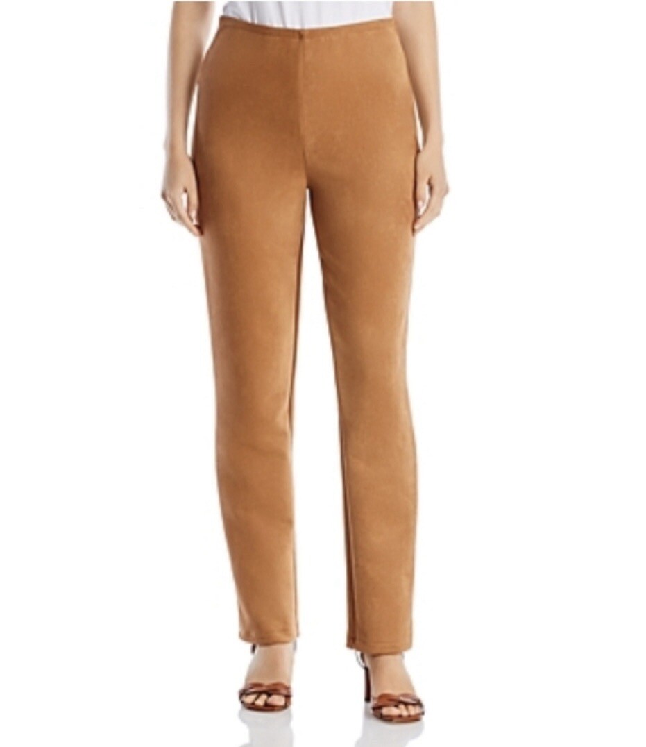 NWT &Basics Womens Faux Suede Straight Leg Pants In Camel Size
