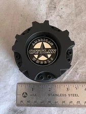 American Outlaw Matte Black SHORT Wheel Rim Hub Cover Center Cap BC-893 B C