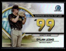 2023 Bowman #BTP-99 Dylan Lesko Bowman Scouts Top 100 Card San Diego Padres