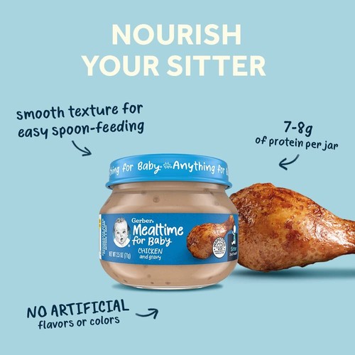 10 PACK Gerber 2nd Foods Mealtime for Baby Baby Food, Chicken & Gravy 2.5-oz Jar - Picture 3 of 7