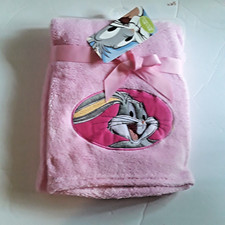 Pink Looney Tunes Bugs Bunny Soft Fleece Baby Blanket, Cozy Crib Throw 30"x40"
