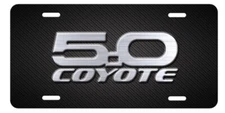 5.0 COYOTE Inspired Art on Black Simulated Carbon Fiber Aluminum license plate