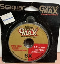 seaguar grand max fluorocarbon tippet 25yds 6x 3.7 lb New. Distressed Packaging