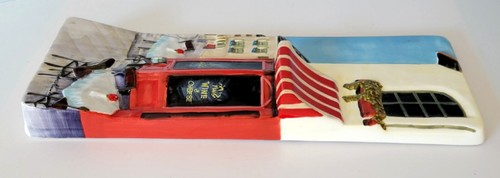 2 Ruane Manning Ceramic 12" Wall Plaques Signed Sidewalk Café Red & Blue - Picture 19 of 24