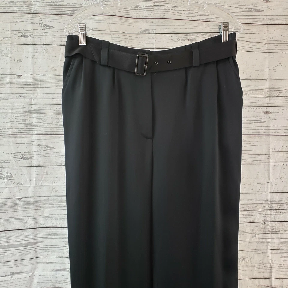 Calça cropped Jeanne Lanvin feminina tamanho 42 EUA 12 preta perna cônica com cinto - Imagem 2 de 4