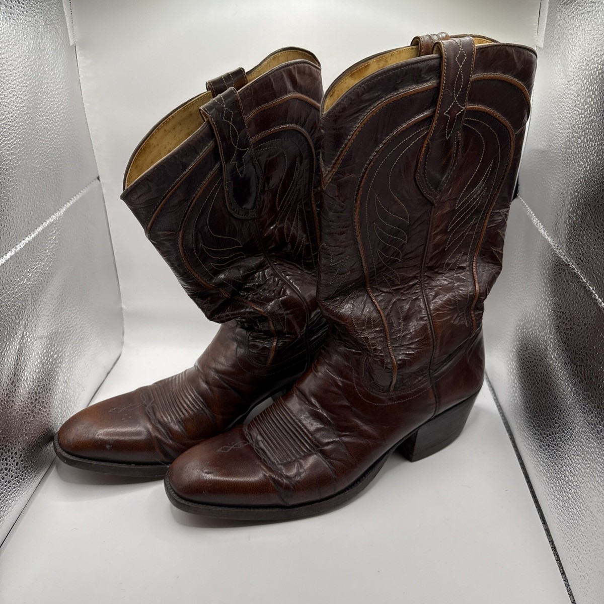 Vintage Dan Post Gray Almond Toe Cowboy Western Boots Size 9D Dan Post Men main image 3