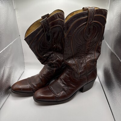 Men's Vintage Cowboy Boots Dan Post Size 9.5B Style 6683 Brown Made In Spain
