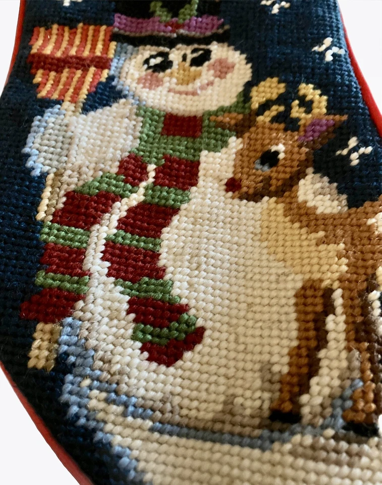 Needlepoint 100 % lana con NOEL + Frosty the Snowman + Rudolf - Medias de Navidad Foto 2 de 4