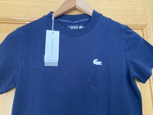 Women’s Lacoste Sport T-shirt Size 34 Marine Blue Ultra Dry Logo Short Sleeve - Picture 2 of 7