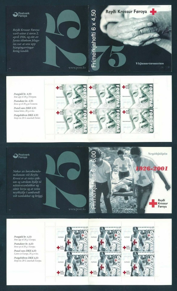 Faroe Islands - "HEALTH ~ 75th ANN. OF RED CROSS" 2 MNH Stamp Booklets 2001 - Image 3 of 4