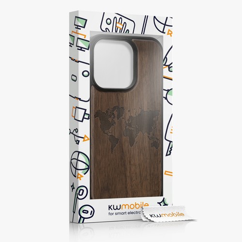 Wooden Case for Apple iPhone 14 Pro Travel Outline - Picture 7 of 9