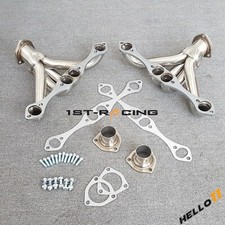 Polished Hugger Header For Sbc Chevy Small Block 265 283 305 307 327 350 383 V8