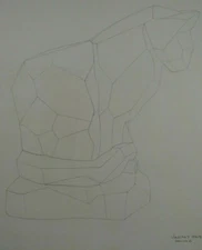 Canadian American Pencil Paper Cube Cat Study Judith V. Hover née Harper 20th c.