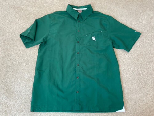 Nike Michigan State Spartans Button Down Camp Shirt Large Old Green color