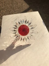 Swarovski Crystal SCS 2000 RED MARGUERITE DAISY FLOWER  **With ORIGINAL Box**