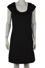 J Crew Womens Dress Size 4 Black Solid Sheath Knee Length Cap Sleeve Wool Work