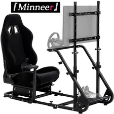 Minneer G29 Racing Sim Cockpit With TV Stand and Seat Fit Logitech Thrustmaster