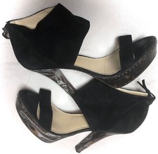 Sandali Brioni scamosciati tacco alto plateau neri taglia 7 UK 40 EU usati