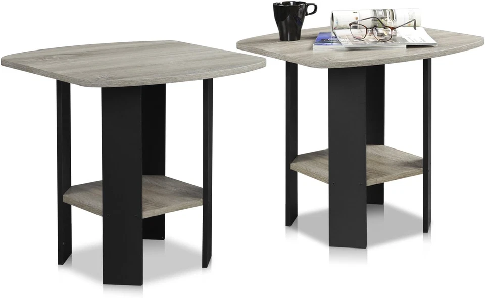 Simple Design End Table, 2-Pack, French Oak Grey/Black - Image 4 of 4