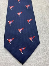VINTAGE MENS TIE 1940'S - 1970'S FASHION FUN NAVY BLUE WITH FLAGS 4 X 63 LONG