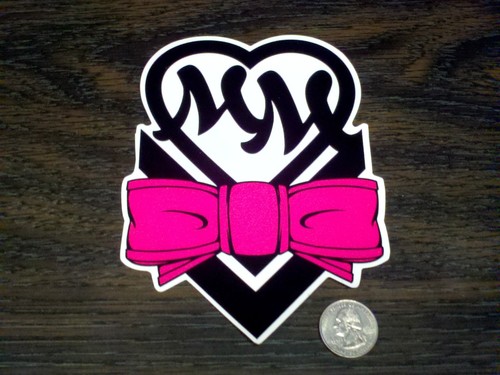 Girls METAL MULISHA Pink and Black Bow Heart Sticker Car Window Decal mx Vinyl - 第 1/1 張圖片