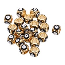 20Pcs Enamel Evil Eye Beads, 9x7mm Loose Large Hole Charm for Making, Black