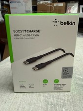 Belkin BoostCharge USB-C to USB-C Braided Cable 6.6ft 2M Black 60W New