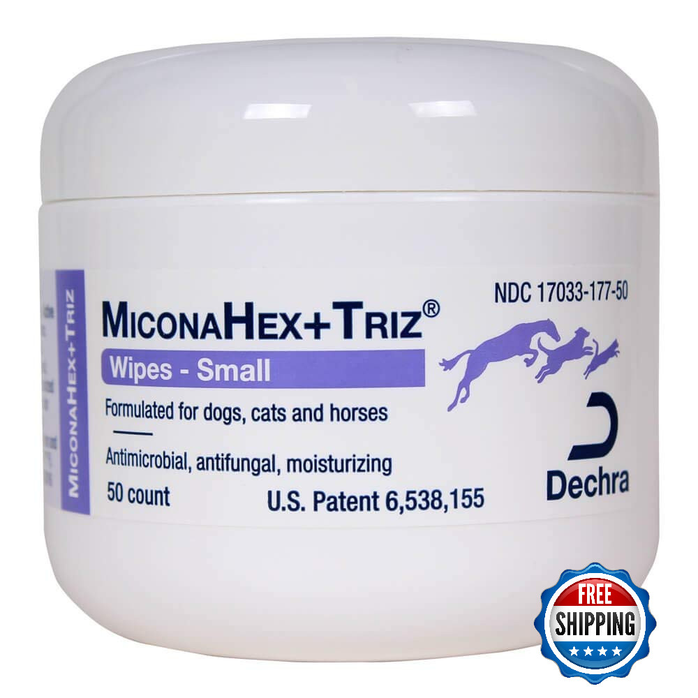 Dechra MiconaHex + Triz Wipes For Dogs, Cats & Horses (50ct)