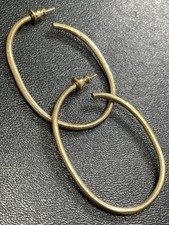 Vintage 2  Textured Gold Tone Metal Hoop Earrings