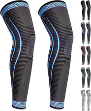 2 Pack Full Leg Compression Sleeves for Men and Women Long Knee Brace Support