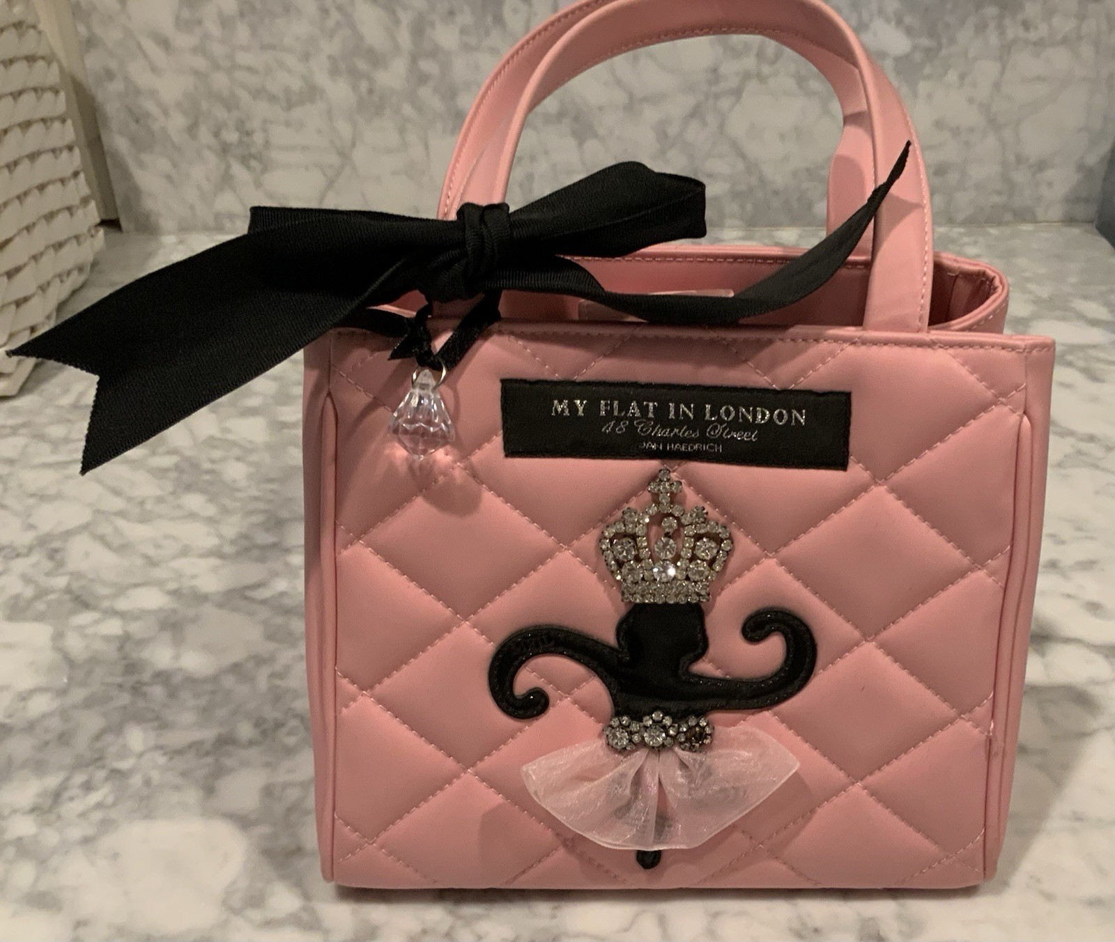 My Flat in London Brighton Ballerina Monkey Rhinestone Crown Handbag Purse Small